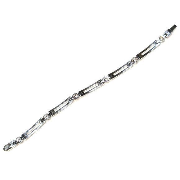 Silver Tone Wide Link Rhinestone MARKS & SPENCER Tennis Bracelet - Picture 3 of 6